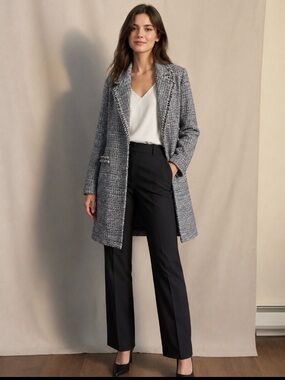 Designer by Seymour Open Front Tweed Coat Gray Black Size 14